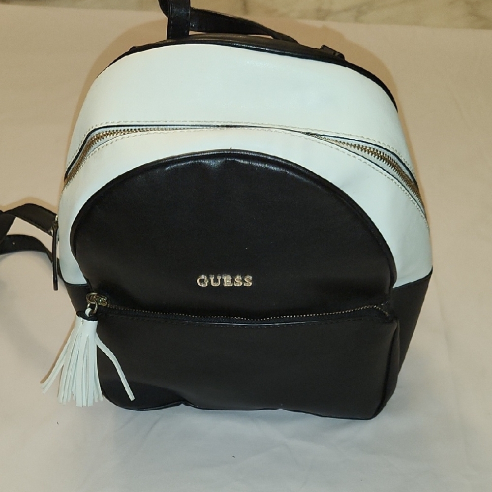 GUESS Black and White Women's Backpack